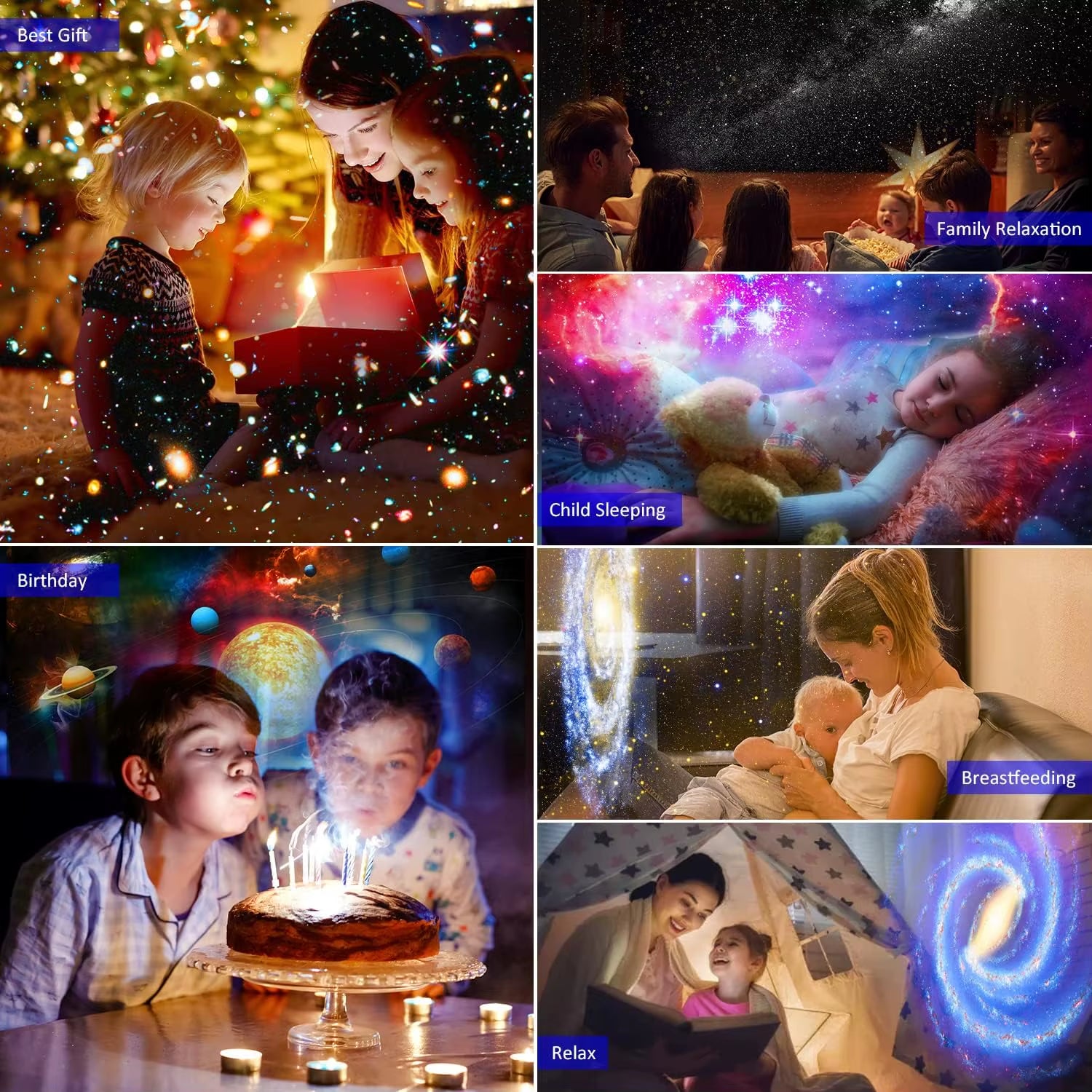 12-in-1 4K HD Star Projector Night Light – 360° Rotating Galaxy Lamp, Perfect for Kids' Rooms & Valentine’s Gifts