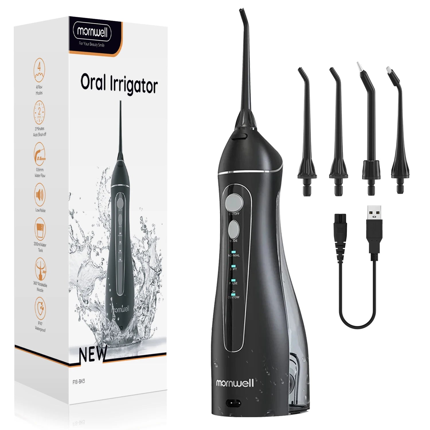 Powerful 5-Mode Oral Irrigator – Portable Water Flosser for Deep Cleaning | 350ML Tank, USB Rechargeable & Waterproof!