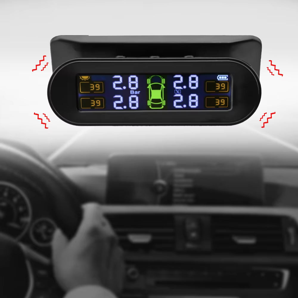 Wireless Tire Pressure Monitoring System (TPMS) – Real-Time Pressure & Temperature Alerts with 4 External Sensors