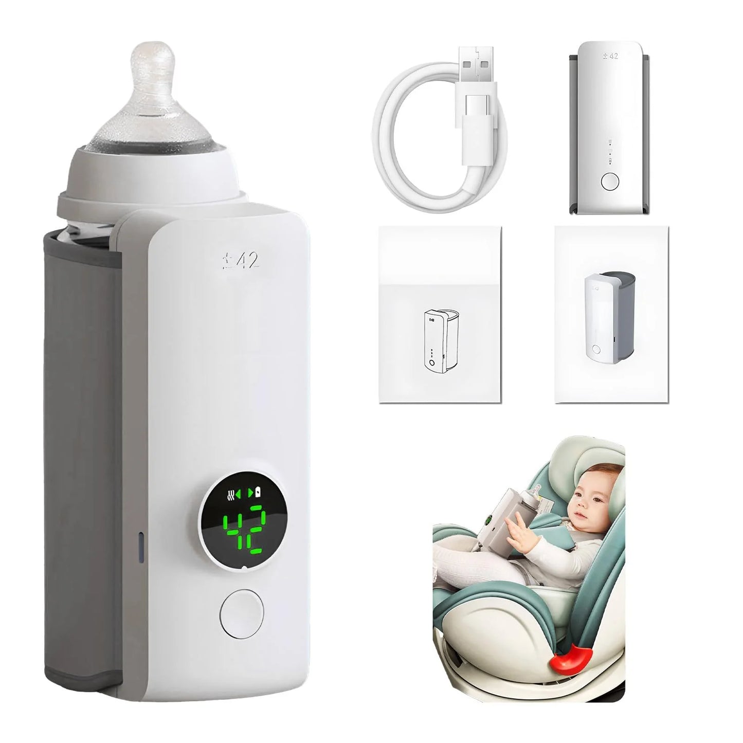 Portable Wireless Rechargeable Baby Bottle Warmer – USB Heating & Insulated Sleeve for Constant Temperature Milk